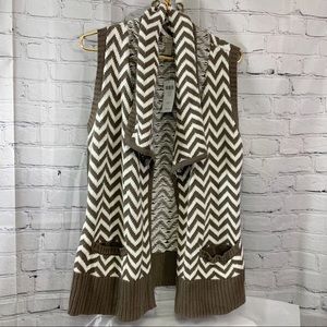 Chevron Nadja Taupe & White Sweater Vest by Chico’s